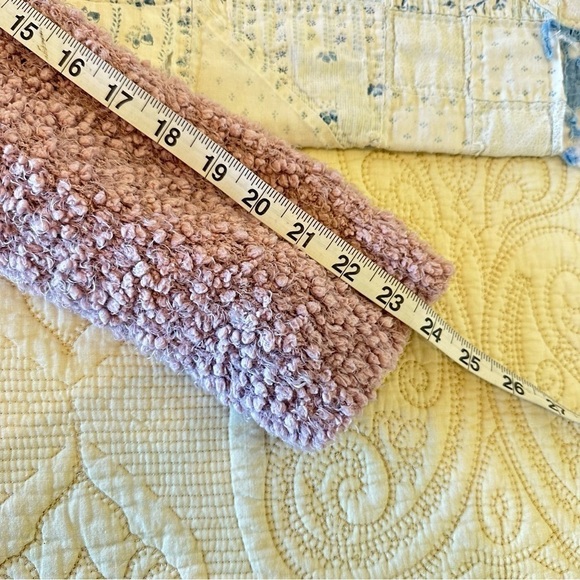 Rose pink cropped turtleneck / cowl neck sweater, nubby teddy fleece super cozy! - Picture 6 of 6